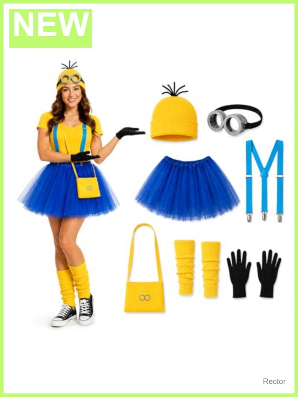7 Pcs Costume Set Tutu Suspender Goggles Crossbody Bag Leg Warmers